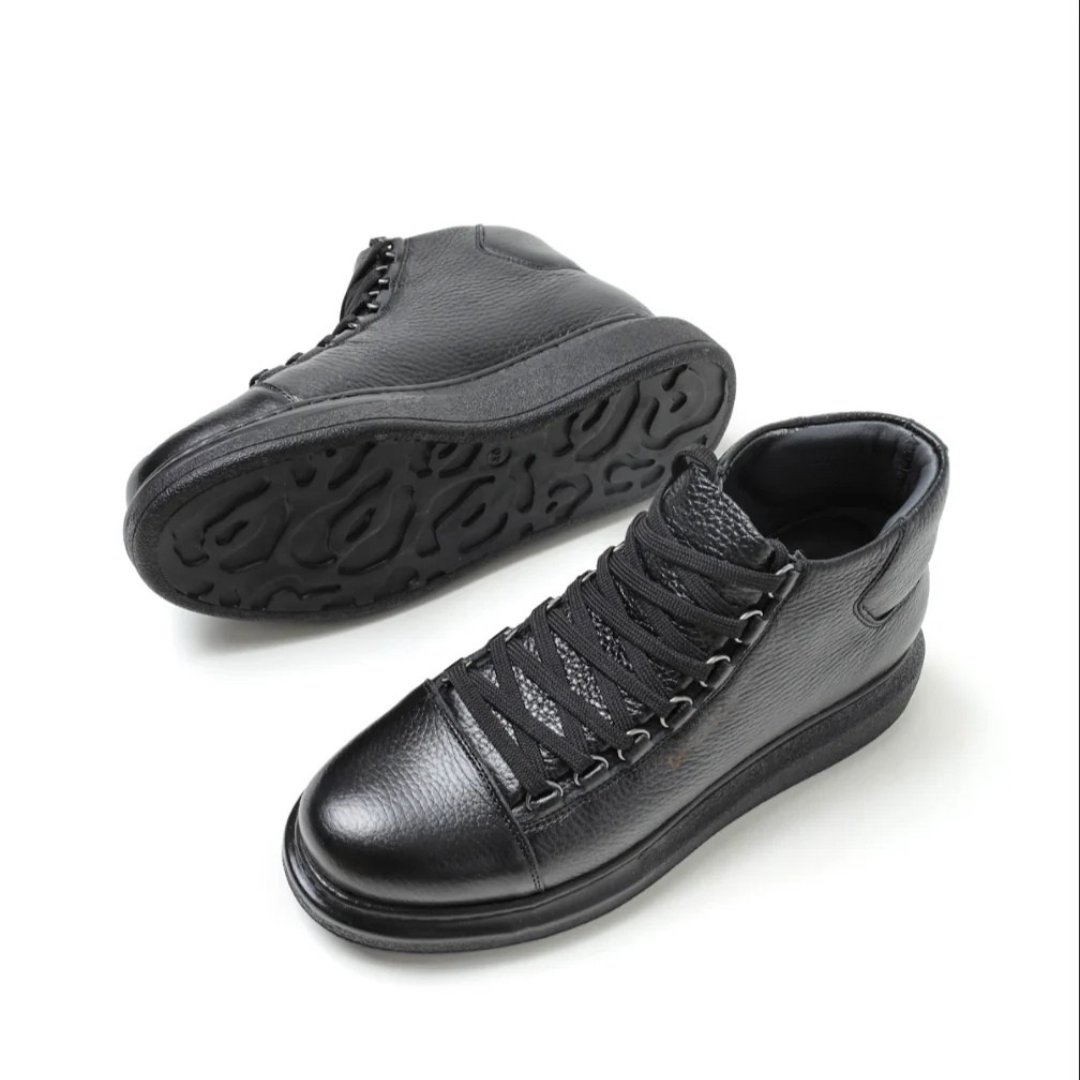 Sapatos casuais de couro para homem com sola ortopédica