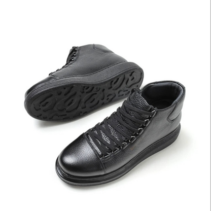 Sapatos casuais de couro para homem com sola ortopédica