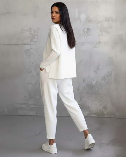 Conjunto de Camisola de Manga Comprida e Calças Casuais para Mulher