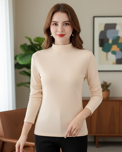 Camisola de manga comprida com gola alta para mulher