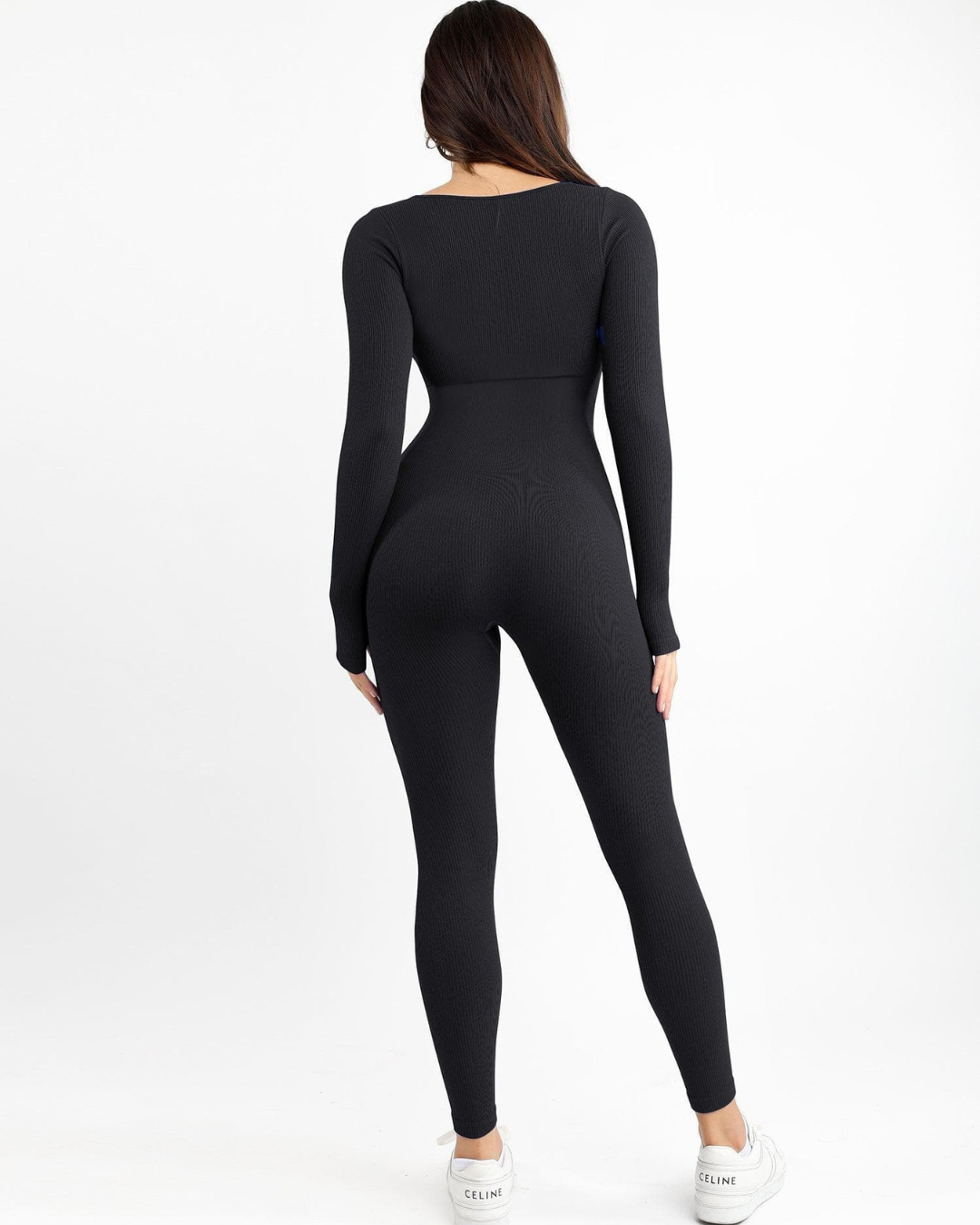 Macacão de Treino com Decote Quadrado sem Costuras e Modelador