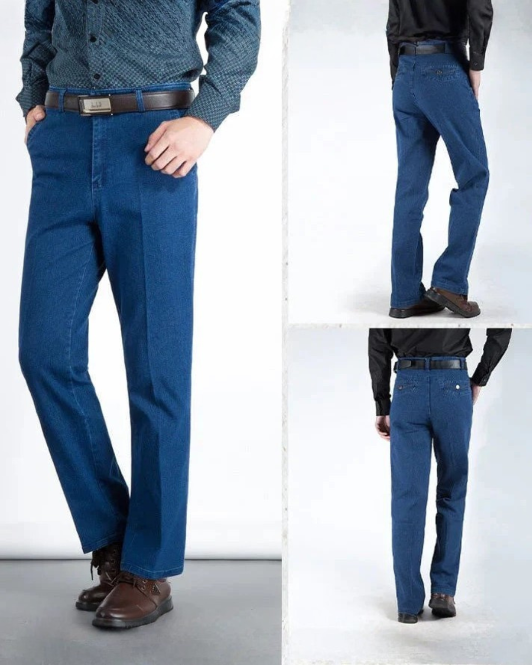 Calças de ganga justas de cintura alta para homem