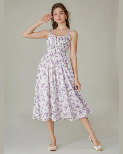 Vestido Floral com Cintura de Espartilho para Maior Ajuste e Bolsos Laterais para Mulher