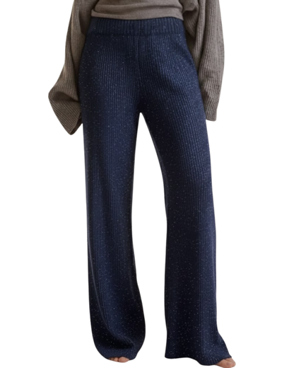 Calças de Perna Larga com Toque de Brilho para Mulher