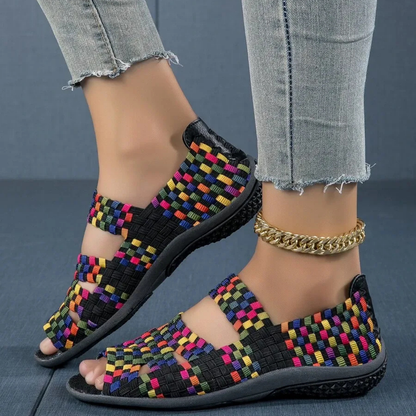 sandalias ergonómicas e casuais com cinto elástico para mulher
