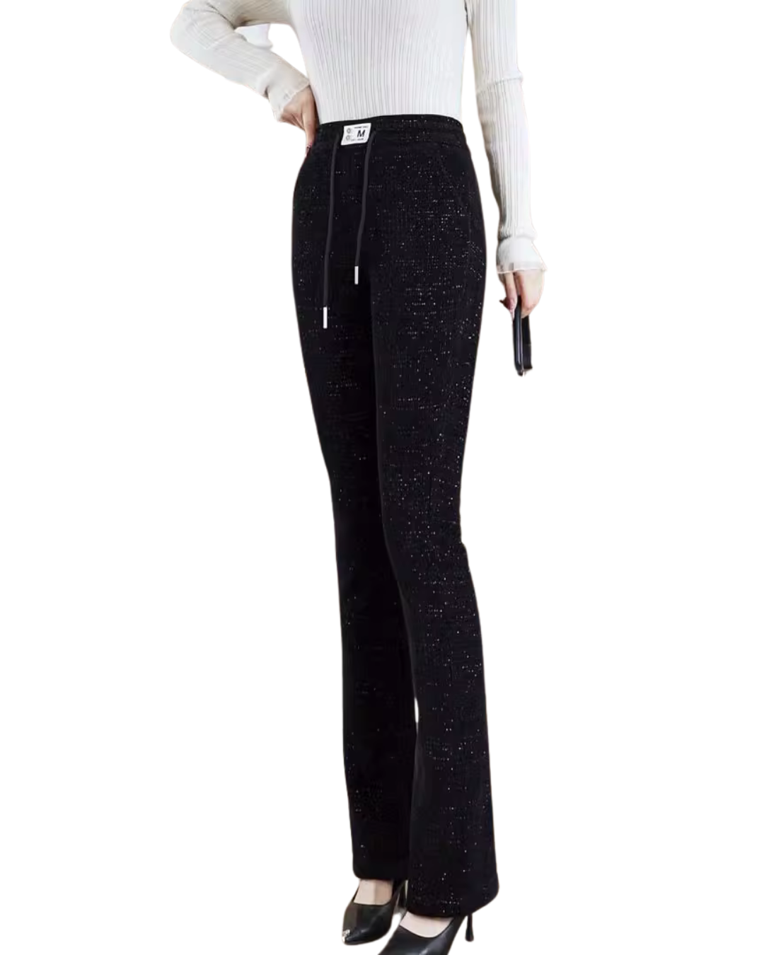 Calças térmicas à boca de sino para mulher