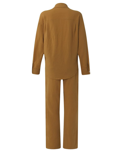 Conjunto Elegante de duas peças de Camisa com Mangas Compridas