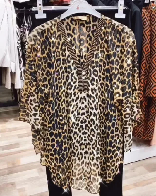 Conjunto de duas peças com estampa de leopardo
