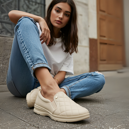 Sapato casual slip-on acolchoado para mulher