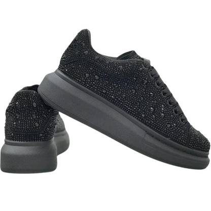 Sapatos Confortáveis para Mulher com Diamantes e Sola Alta