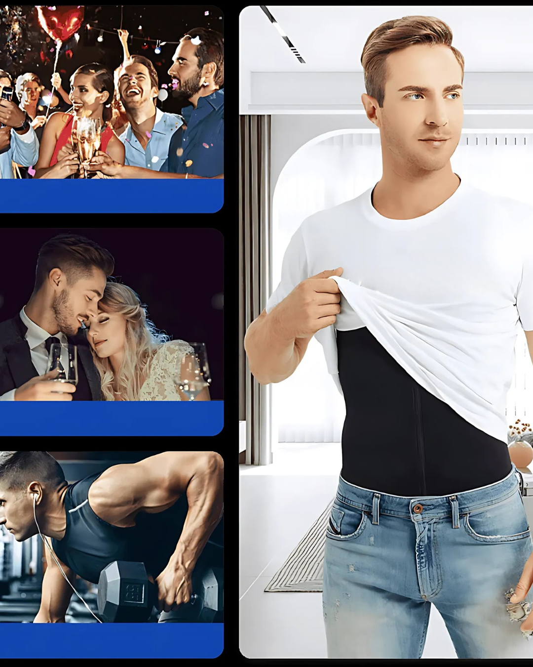 Camisa cinta com dupla compressão para homem