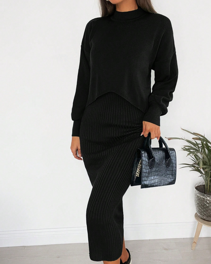 Conjunto de Suéter de Duas Peças Estilo Casual e Versátil para mulher