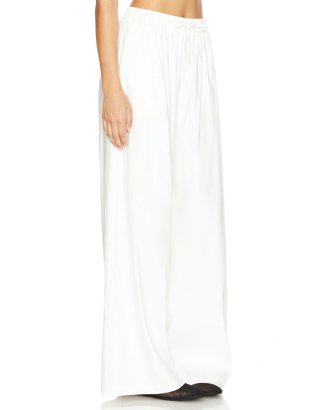 Calças Largas de Linho com Cintura Ajustável para mulher