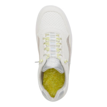 Sapatilhas Urbanas em Pele Branca com Pormenores Contrastantes