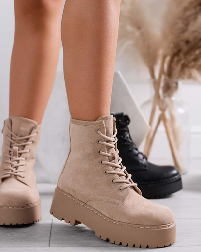 Botins Femininos de Salto Alto com Cordões para Mulher