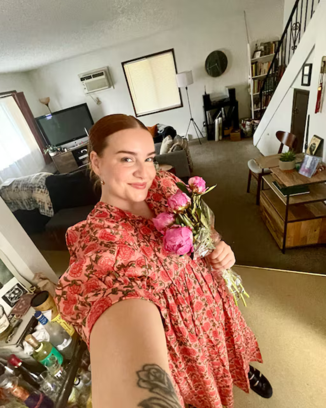 Vestido Midi de Manga Comprida com Estampado Floral