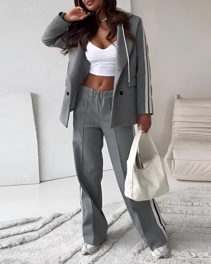 Conjunto Alfaiataria Desportiva com Blazer e Calças de Estilo Urbano