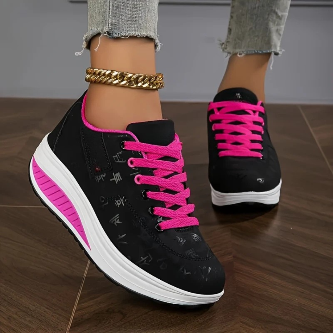 Sapatos de Mulher com Impressão de Letras Antiderrapantes e Sola Grossa