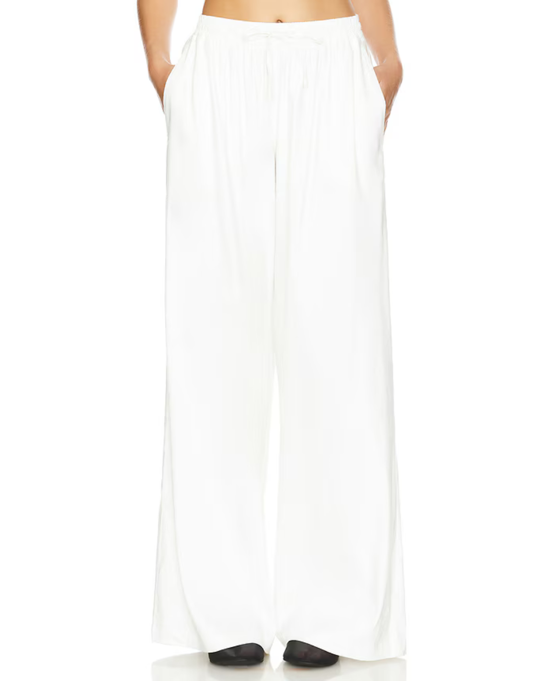 Calças Largas de Linho com Cintura Ajustável para mulher