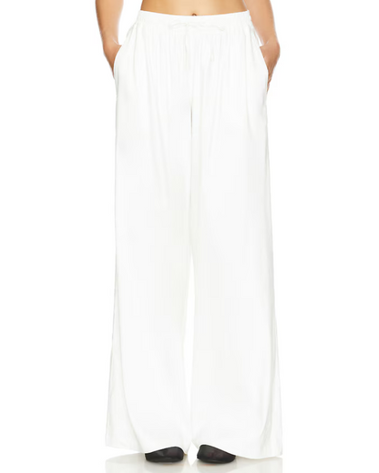 Calças Largas de Linho com Cintura Ajustável para mulher