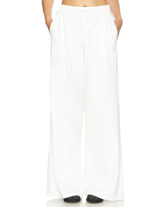 Calças Largas de Linho com Cintura Ajustável para mulher