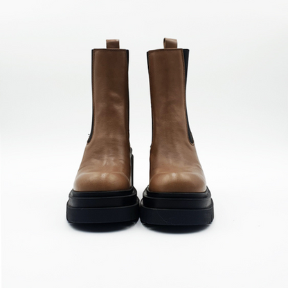 Botas com biqueira redonda e salto baixo para mulher