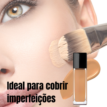 Base Líquida de Alta Cobertura com Acabamento Natural e Cobertura de Longa Duração