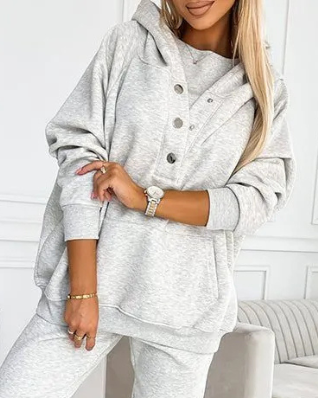 Moletom desportivo informal com capuz para mulher