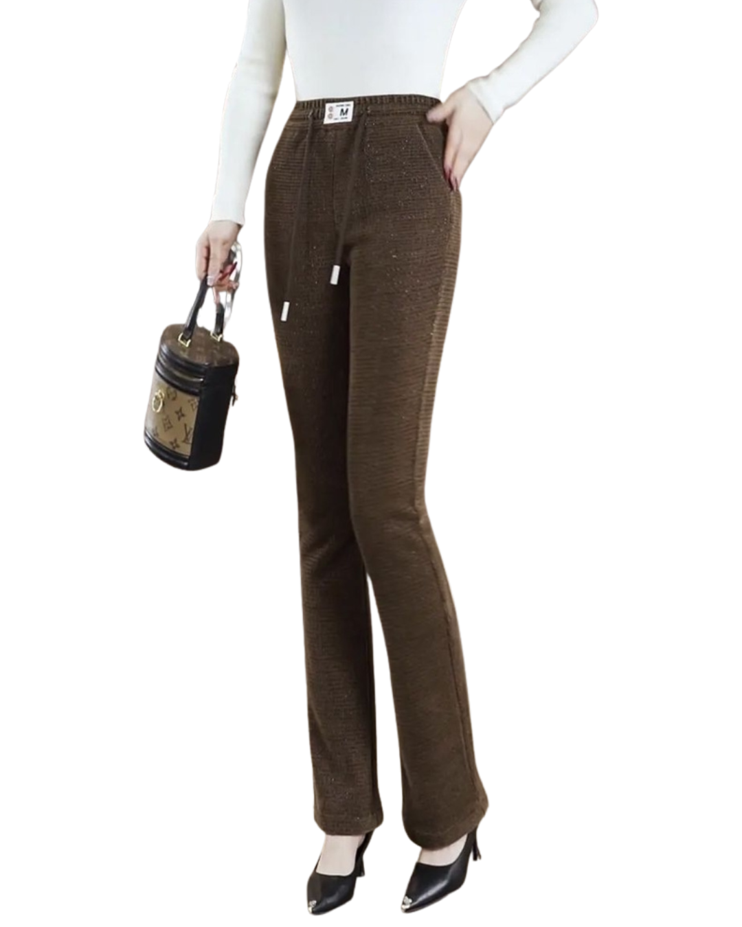 Calças térmicas à boca de sino para mulher