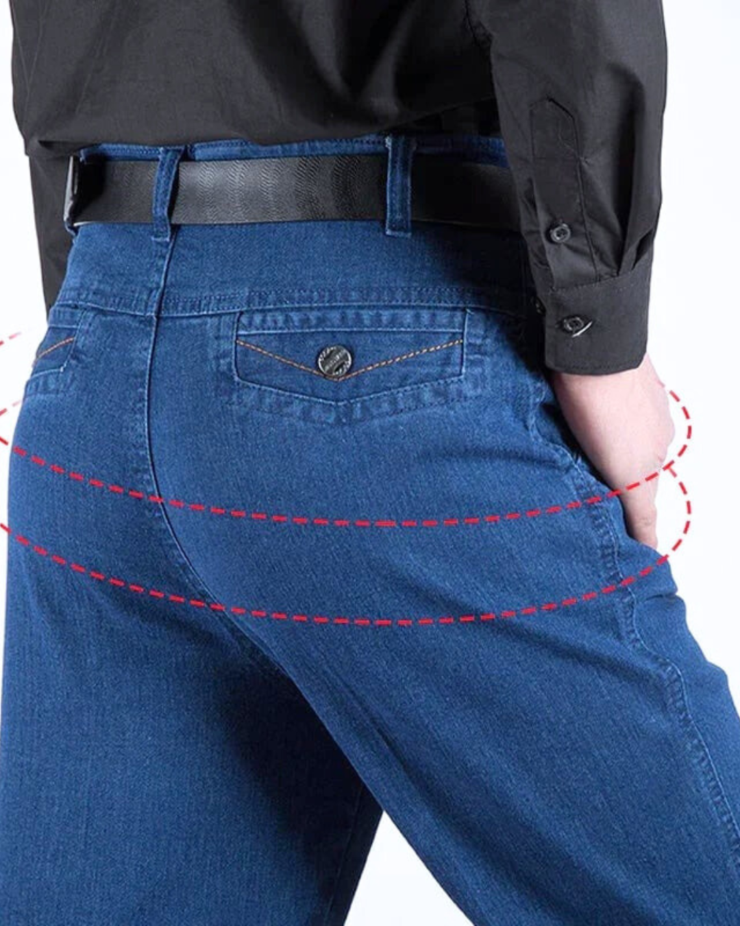 Calças de ganga justas de cintura alta para homem