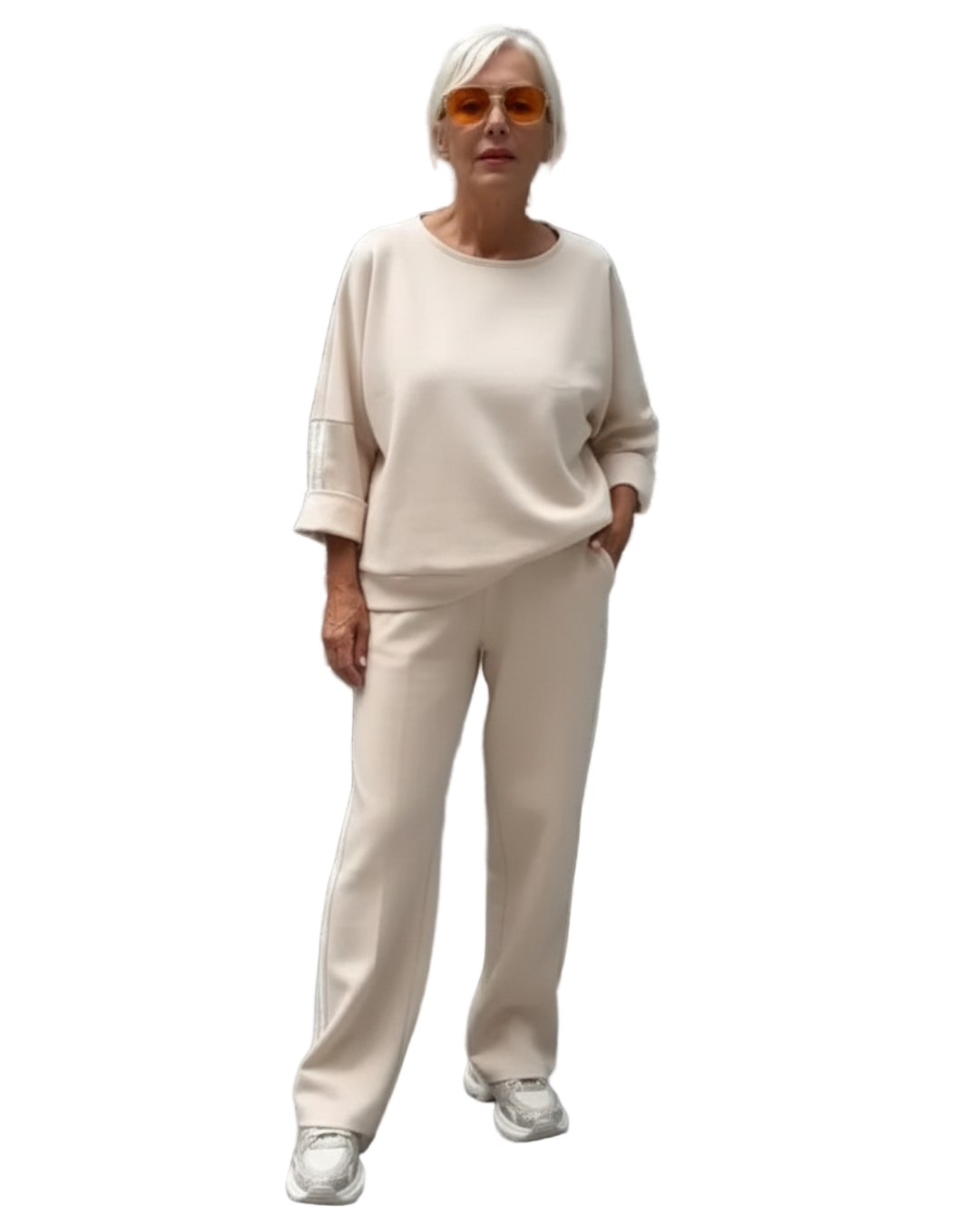 Conjunto Casual de Top e Calças de Perna Larga para Mulher