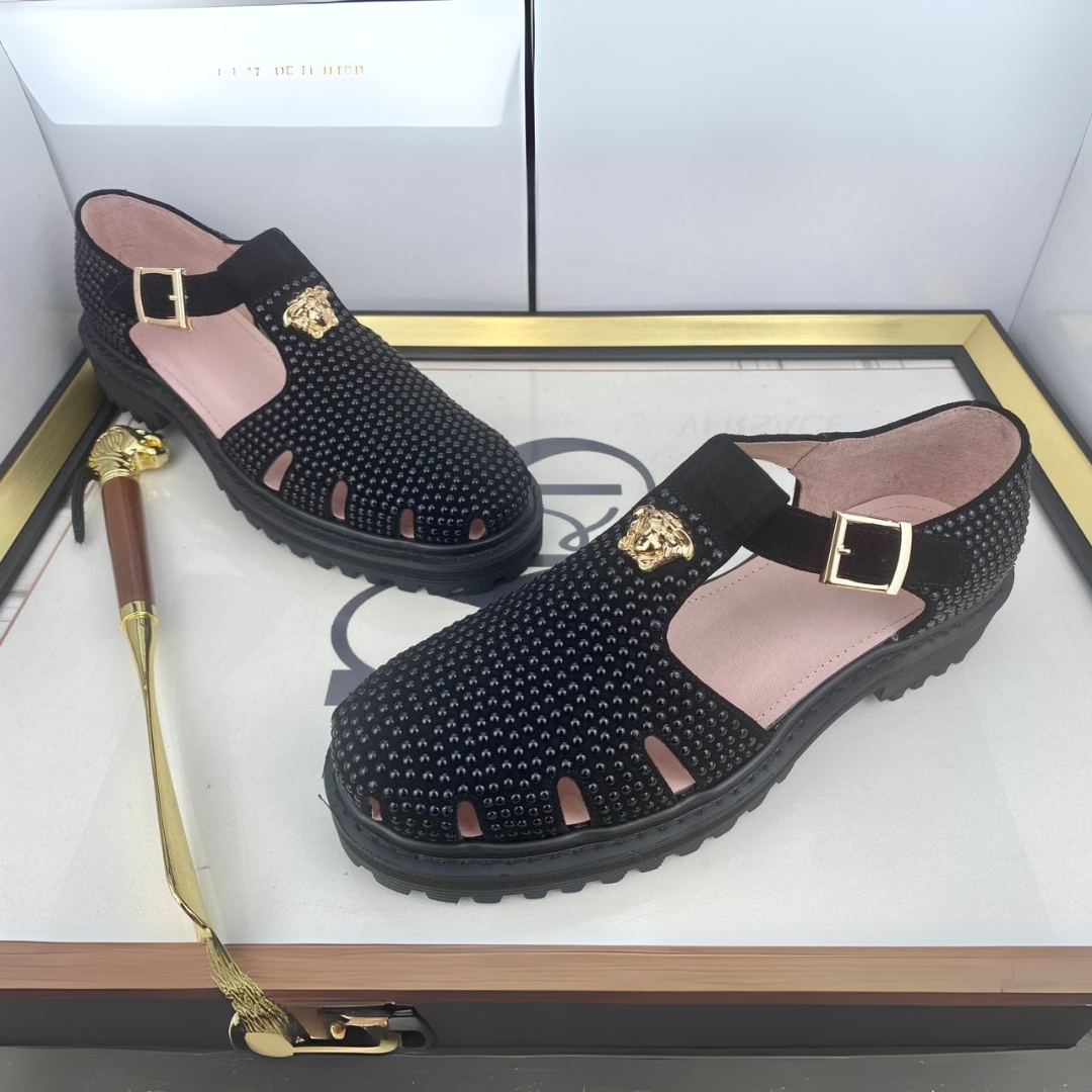 Sandálias de luxo com strass para homem