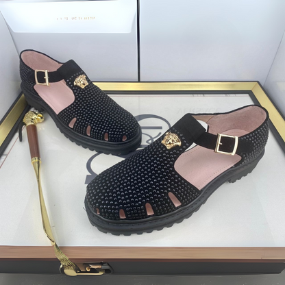 Sandálias de luxo com strass para homem