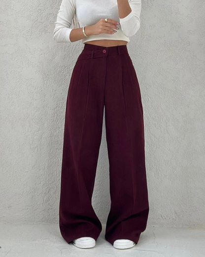 Calças largas casuais para mulher com estilo clássico