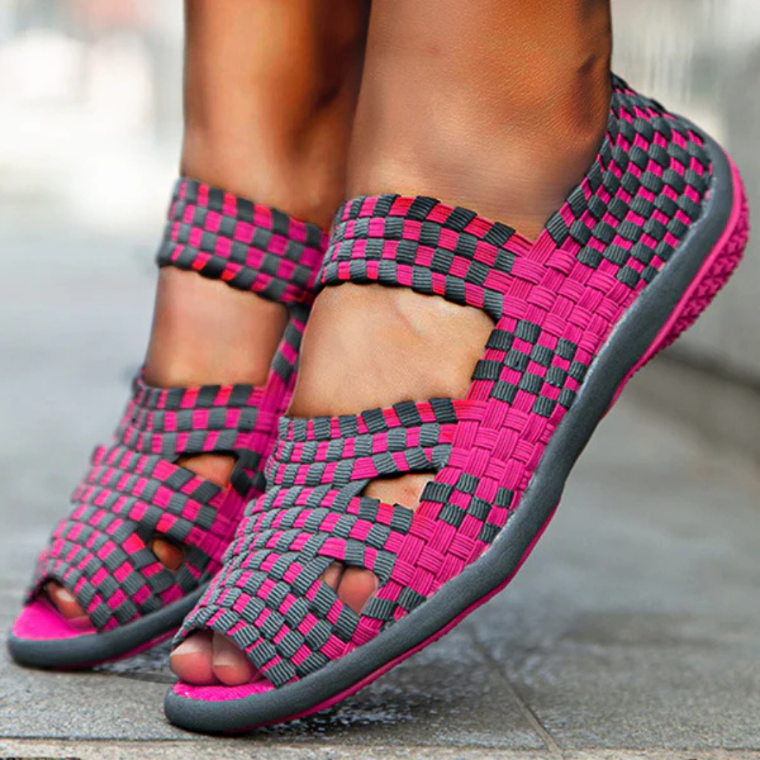 sandalias ergonómicas e casuais com cinto elástico para mulher