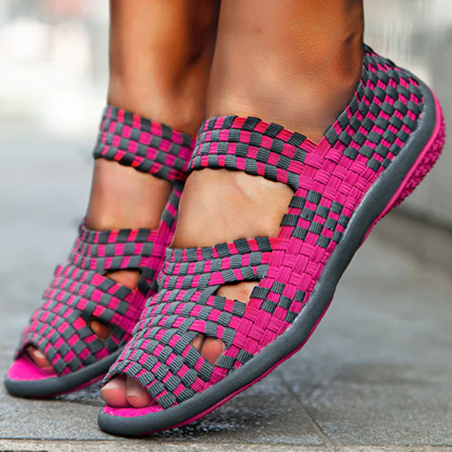 sandalias ergonómicas e casuais com cinto elástico para mulher