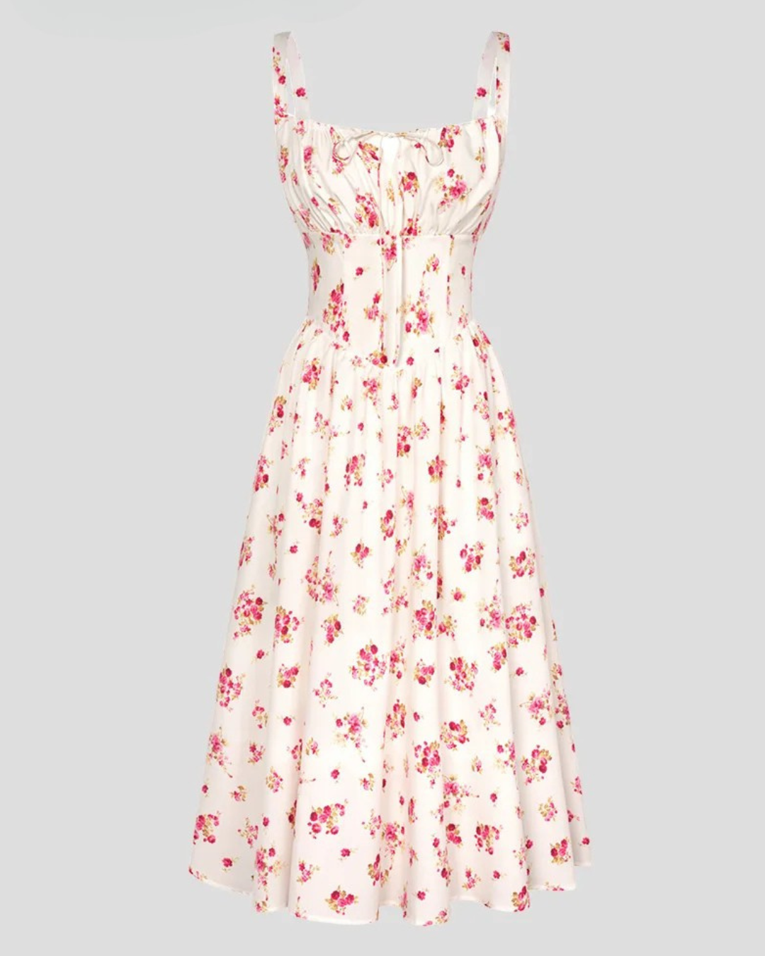 Vestido Floral com Cintura de Espartilho para Maior Ajuste e Bolsos Laterais para Mulher