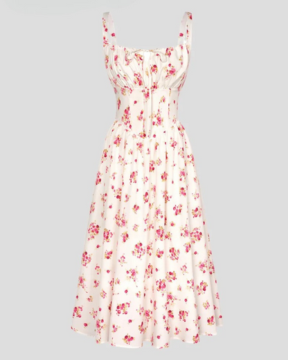 Vestido Floral com Cintura de Espartilho para Maior Ajuste e Bolsos Laterais para Mulher