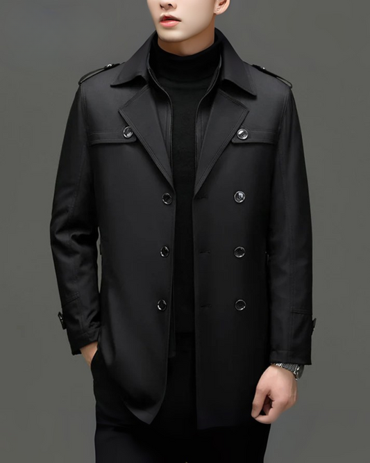 Casaco Clássico de Comprimento Médio com Forro Removível para Homem