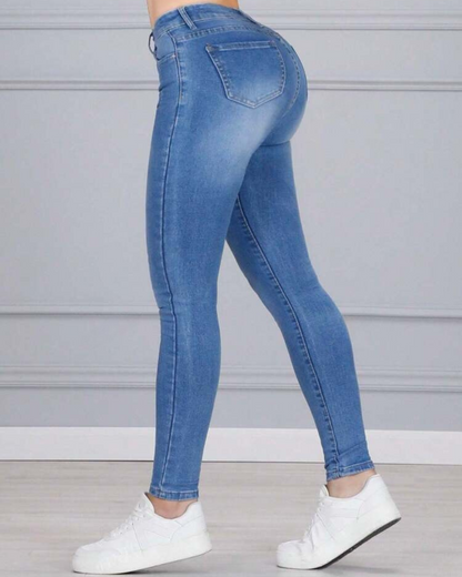 Calças de Ganga Justas com Efeito Push-up e Modelador