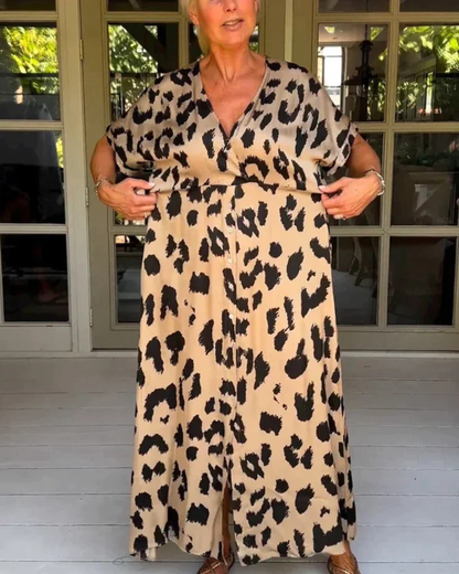 Vestido Maxi Feminino com Estampado Animal Moderno