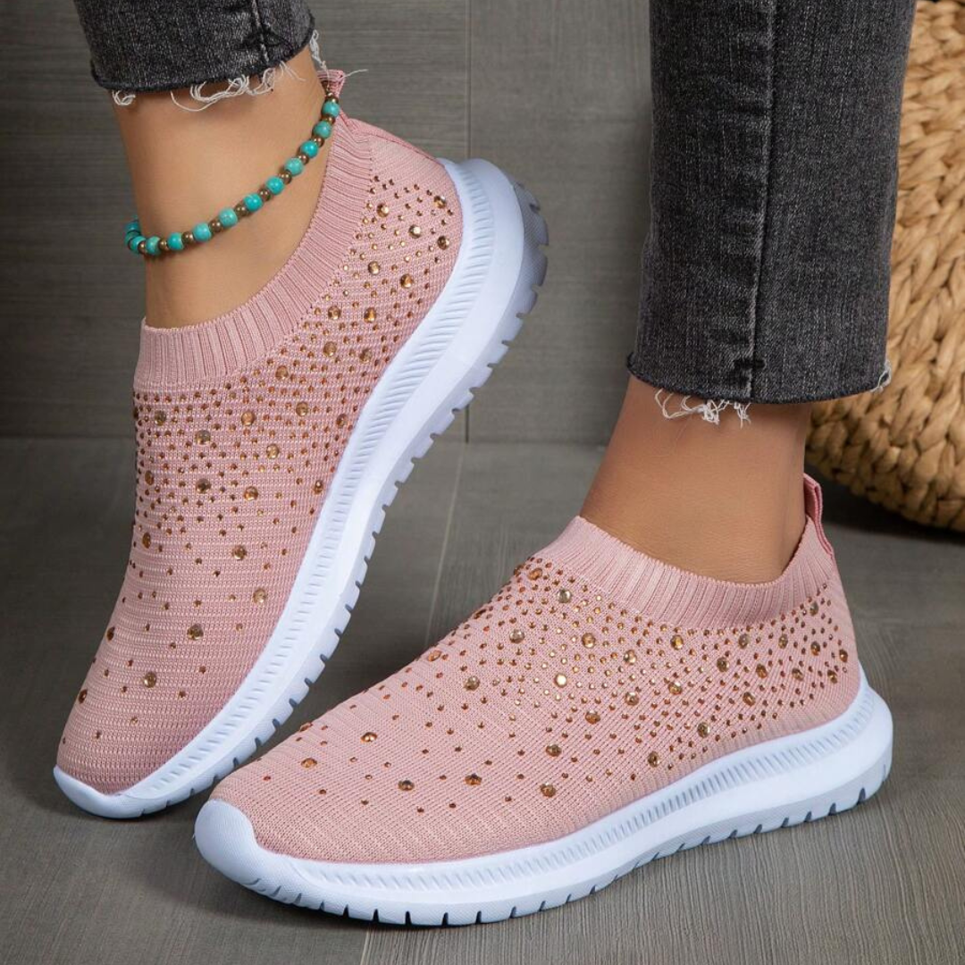 Sapatilhas Slip-on para Mulher com Brilhantes e Estilo Casual