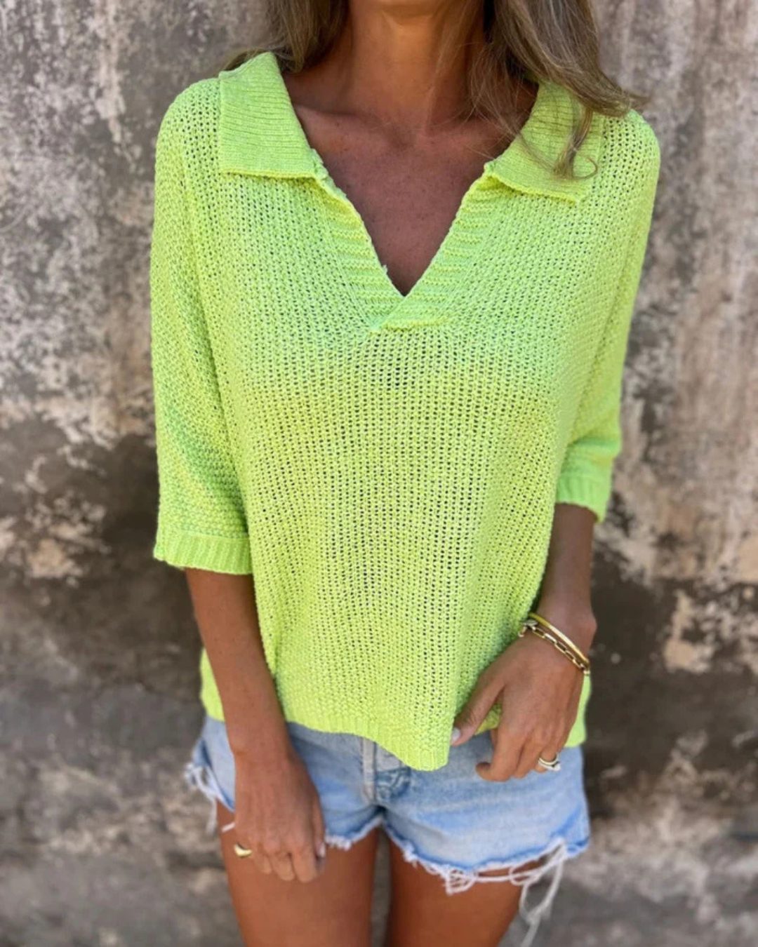 Camisola de Verão com Gola Polo para Mulher