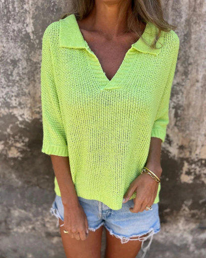 Camisola de Verão com Gola Polo para Mulher