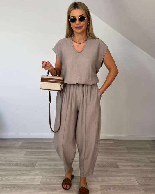 Conjunto de Duas Peças Vintage de Corte Holgado para Mulher