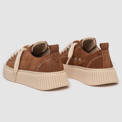 Sapatilhas de Cano Alto em Camurça com Biqueira Redonda para Mulher