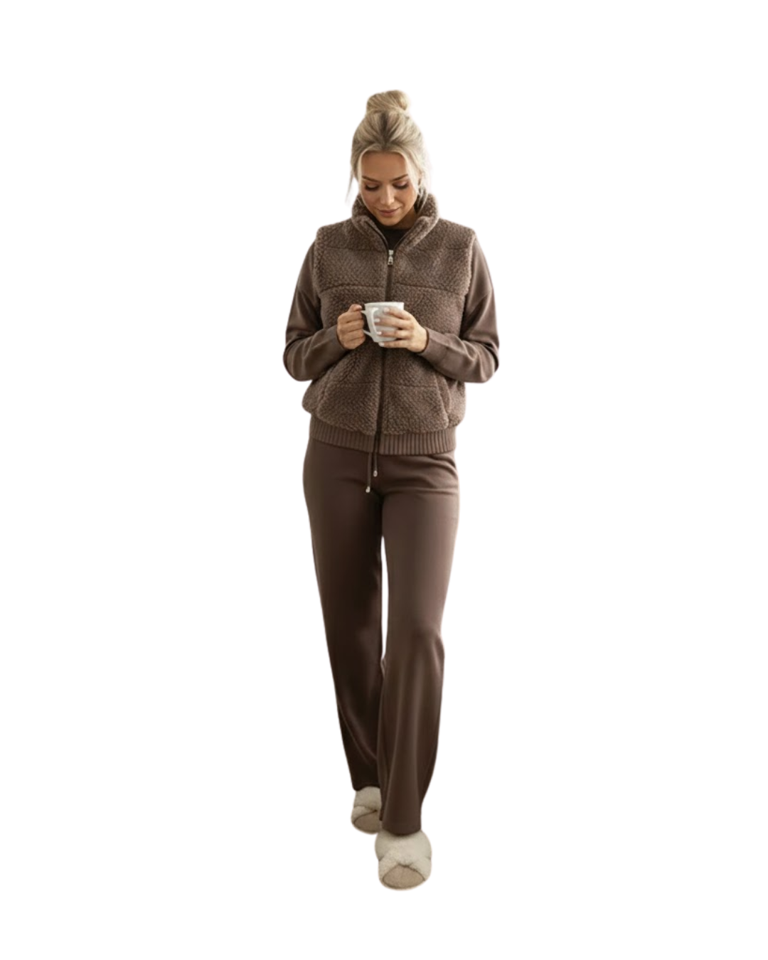 Conjunto de malha de luxo de 3 peças para máximo conforto para mulher