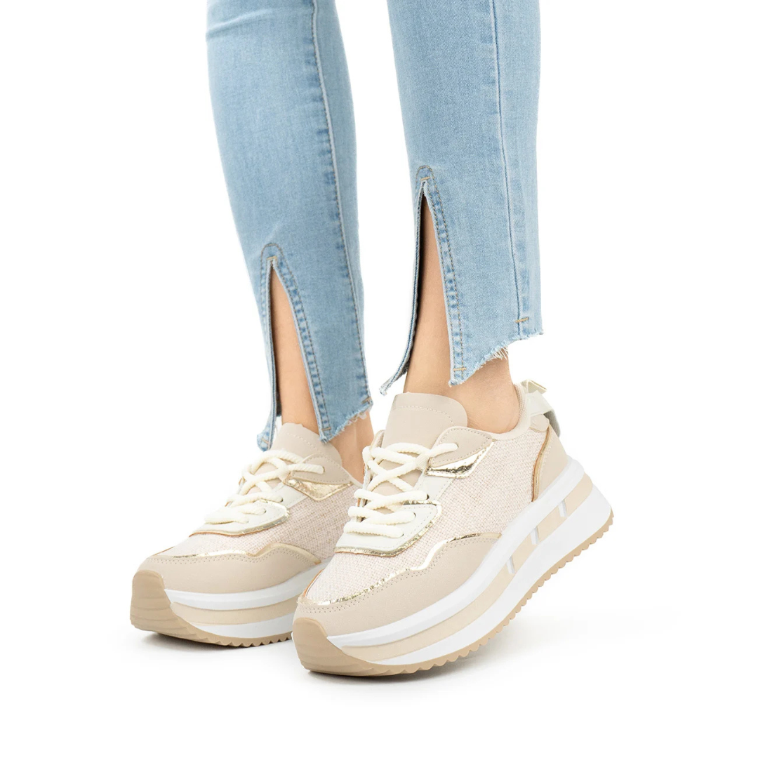 Sapatos de plataforma confortáveis e casuais para mulher com sola grossa