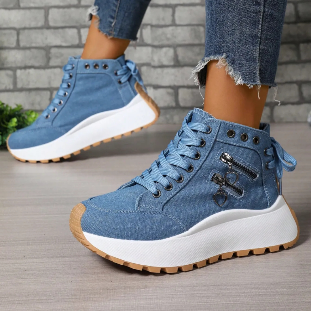 Sapatos casuais para mulher com sola alta ergonómica