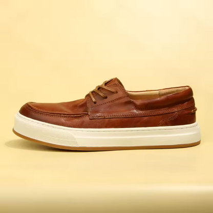 Sapatos casuais de couro com cordões para homem